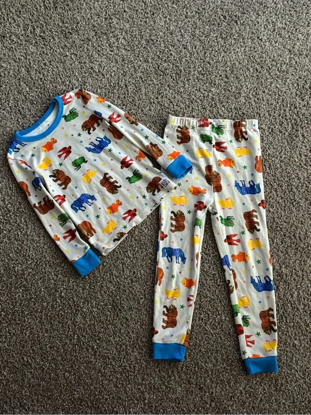 World of Eric Carle 4T Brown Bear Book Animal Print Snug Fit Pajama Set Kids PJs